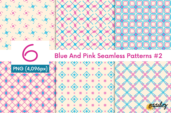 Blue and Pink Seamless Patterns Set
