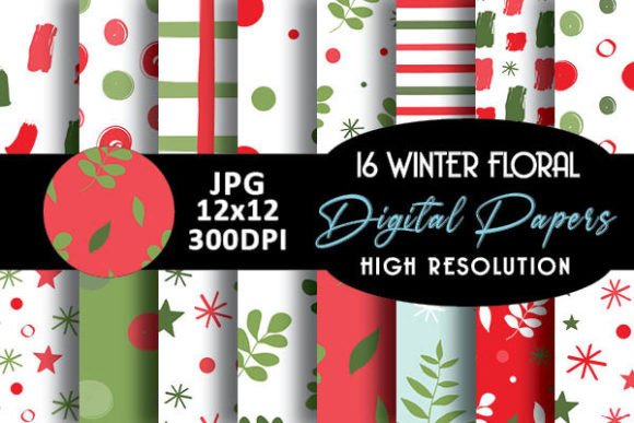 Christmas Winter Digital Papers Patterns