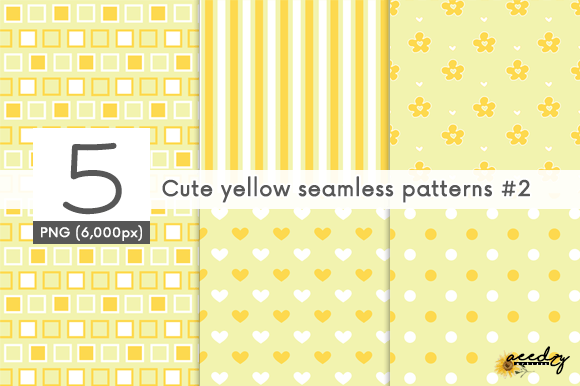 Cute Yellow Seamless Patterns Set