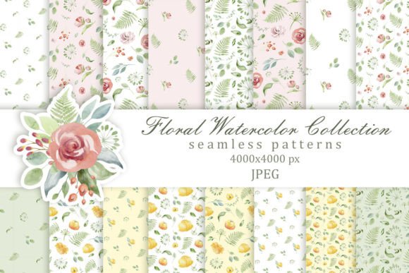 Floral Watercolor Seamless Patterns