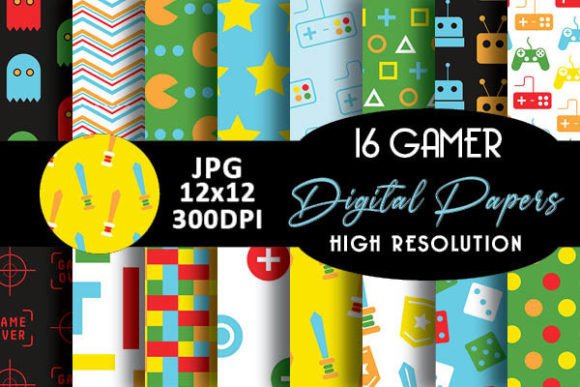 Gamer Geek Digital Papers Patterns