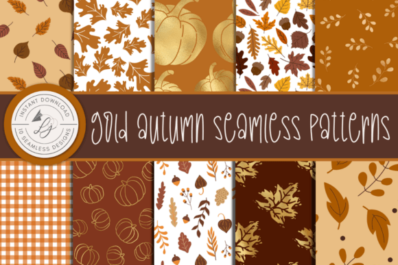 Gold Autumn Seamless Patterns