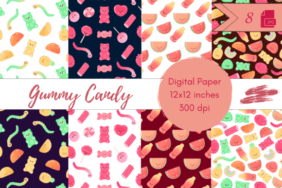 Gummy Candy Seamless Patterns