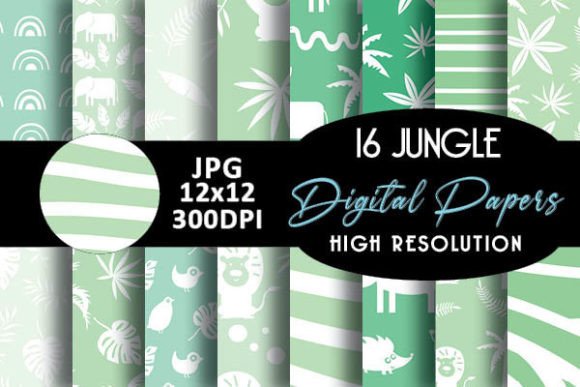 Mint Safari Digital Papers Patterns