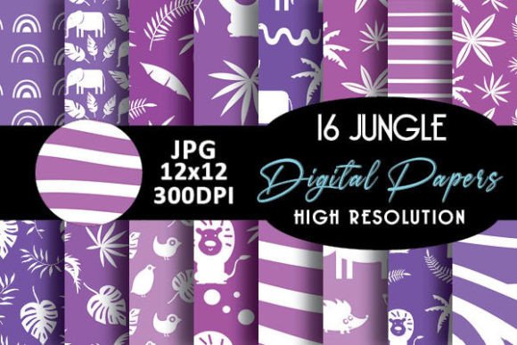 Purple Safari Digital Papers Patterns