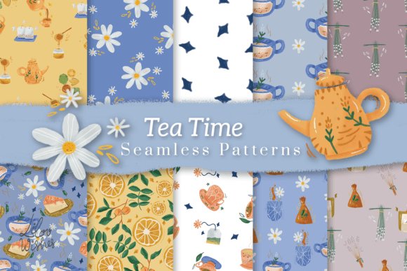 Tea Time Seamless Patterns