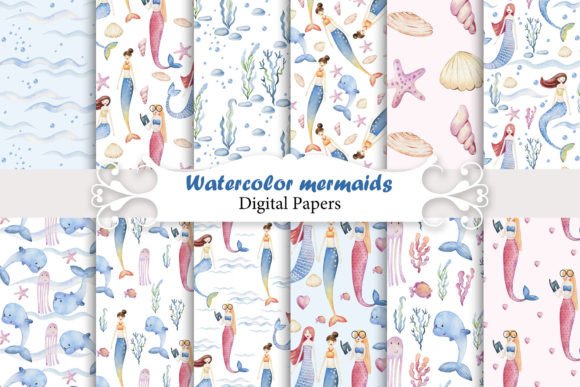 Watercolor Mermaids Patterns